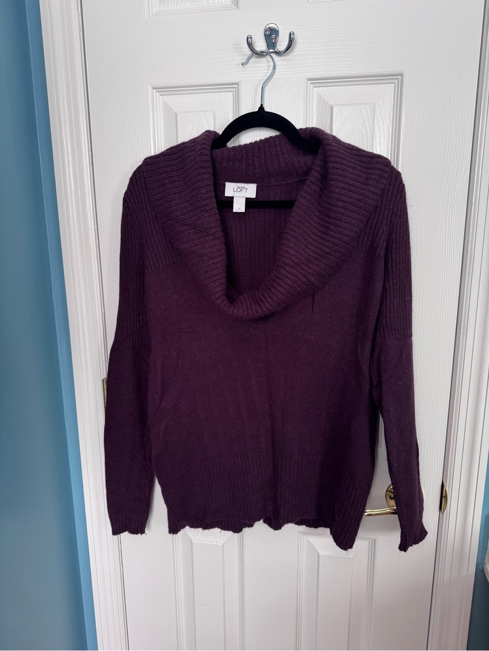 LOFT Plum Cowl Neck Sweater